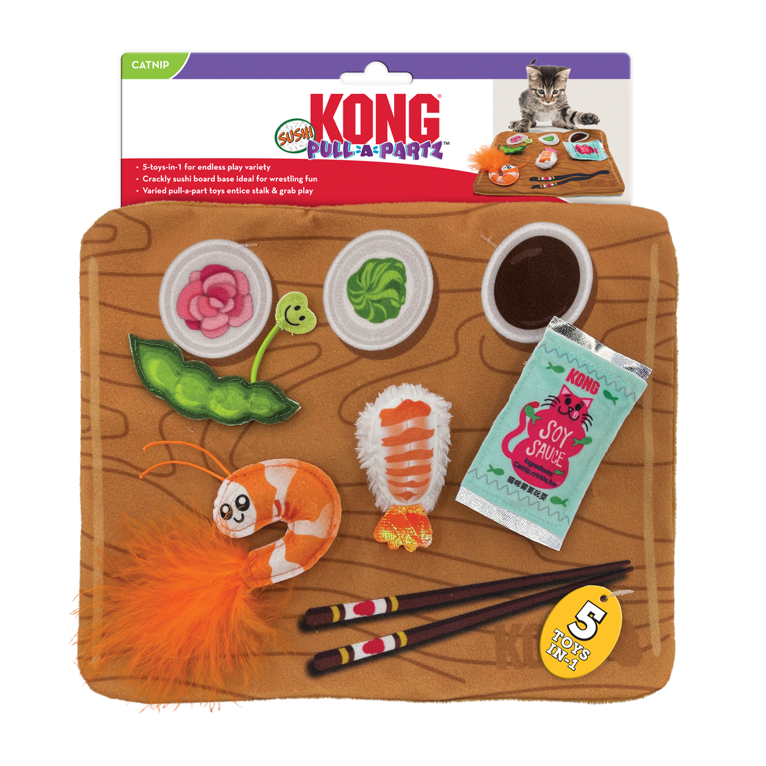 Jouet Kong Chat Pull A Partz Sushi