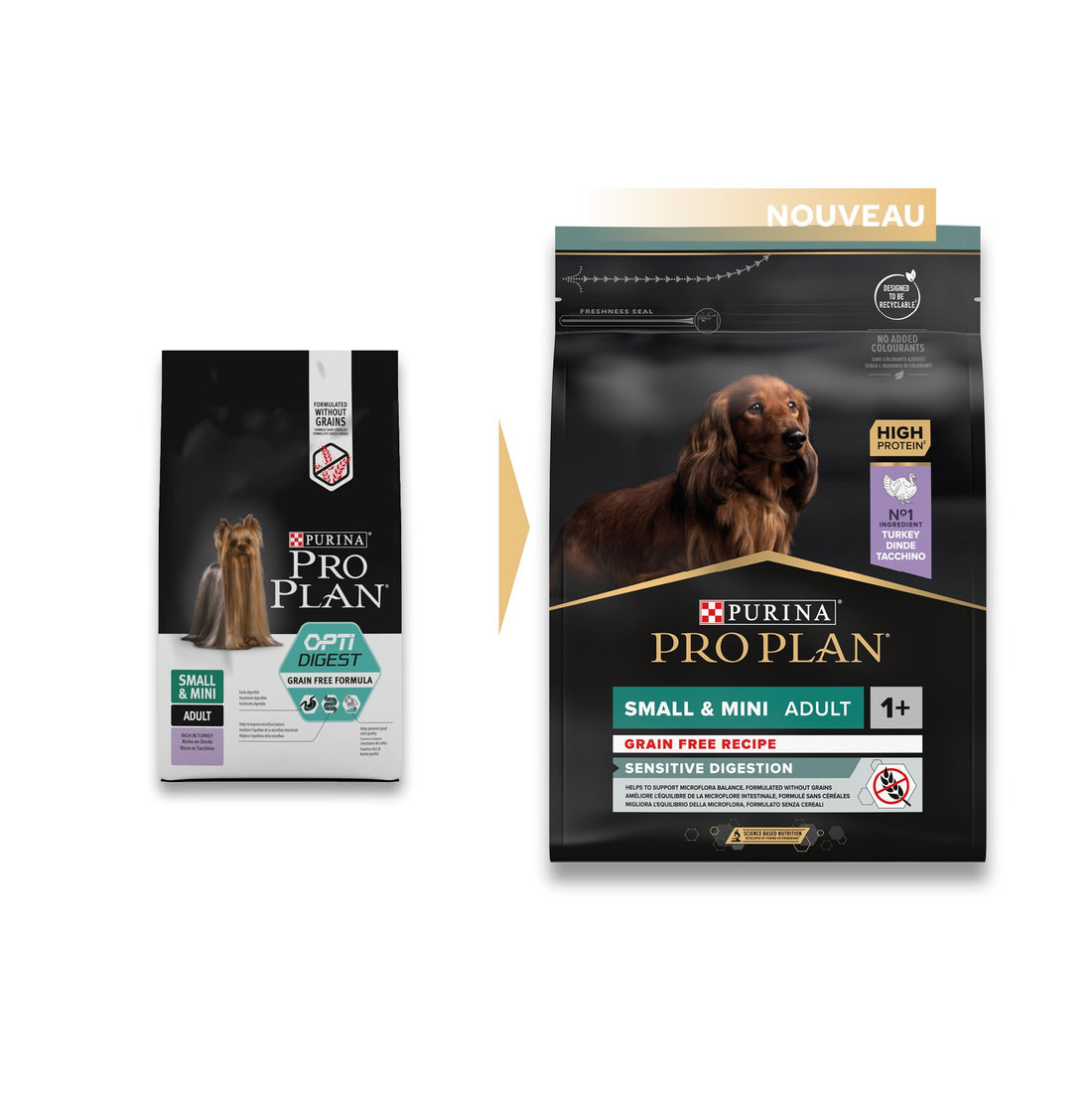PRO PLAN Sensitive Digestion No Grain Small &amp; Mini Adult à la Dinde - Croquettes pour chien