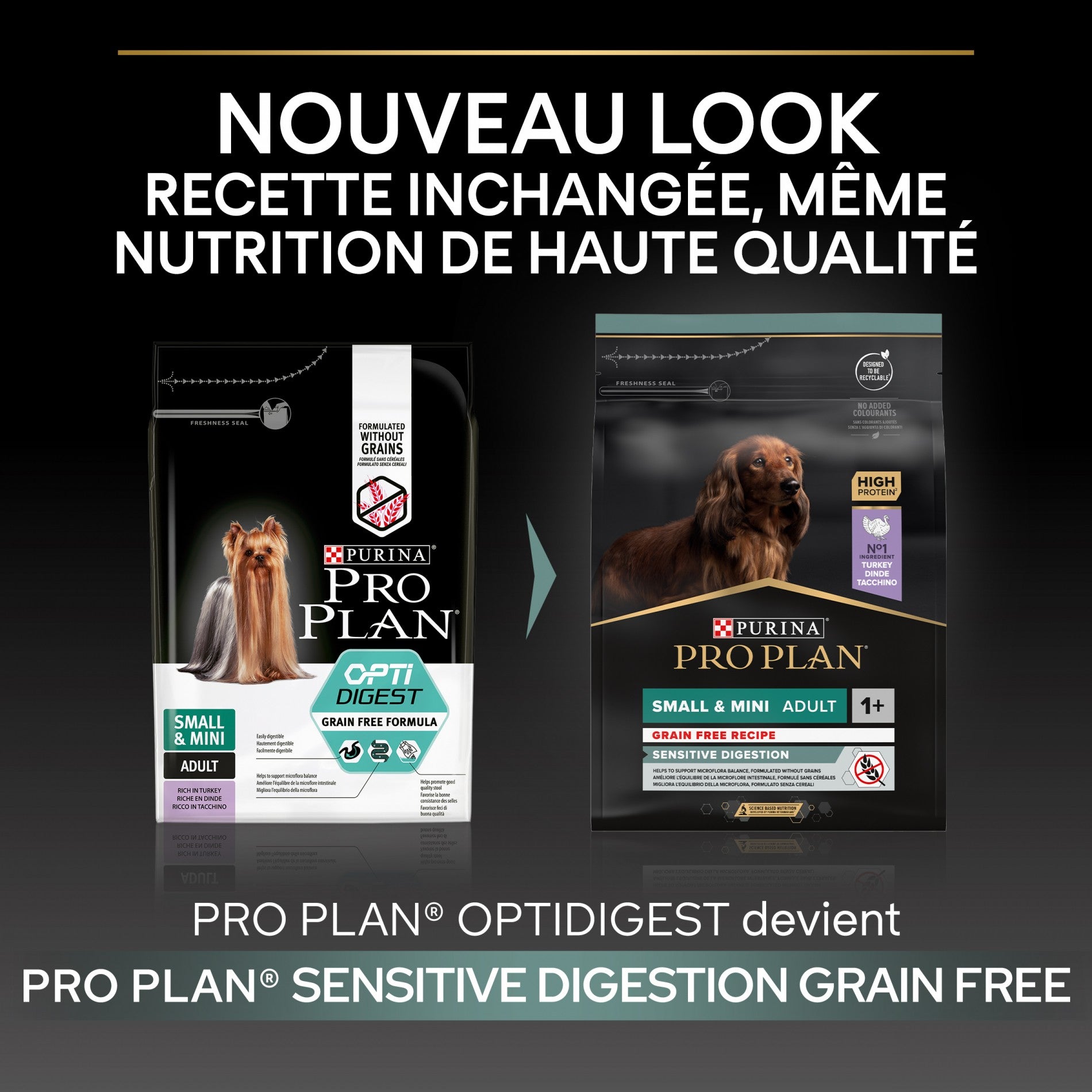 PRO PLAN Sensitive Digestion No Grain Small &amp; Mini Adult à la Dinde - Croquettes pour chien