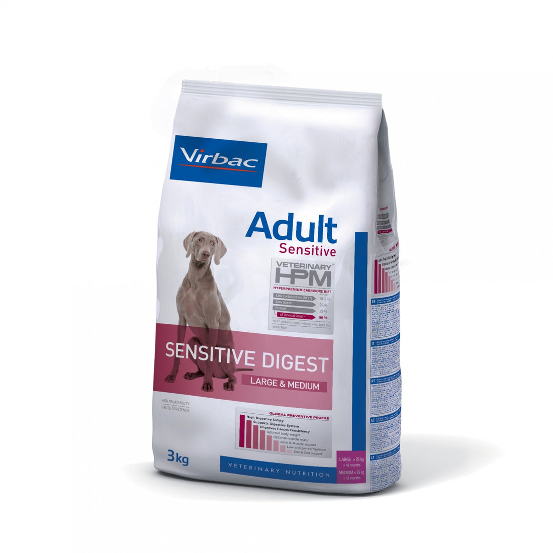 VIRBAC VETERINARY HPM Physiologique Adult Sensitive Digest Medium &amp; Large