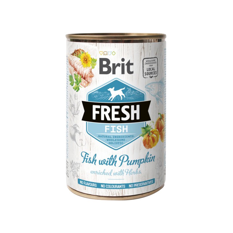 Brit Fresh Poisson &amp; Citrouille en Boîte - Pâtée pour chien