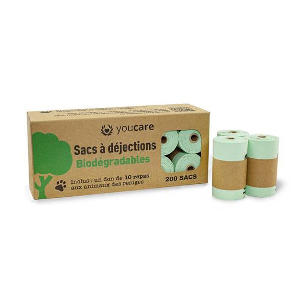 YouCare - Sacs à dejections Biodégradables et Solidaires - 200 sacs