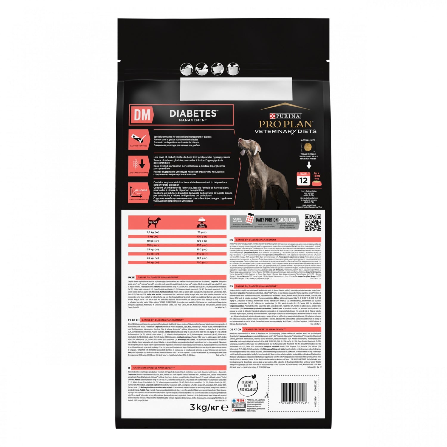 PRO PLAN Veterinary Diets DM Diabetes Management - Croquettes pour chien 12kg
