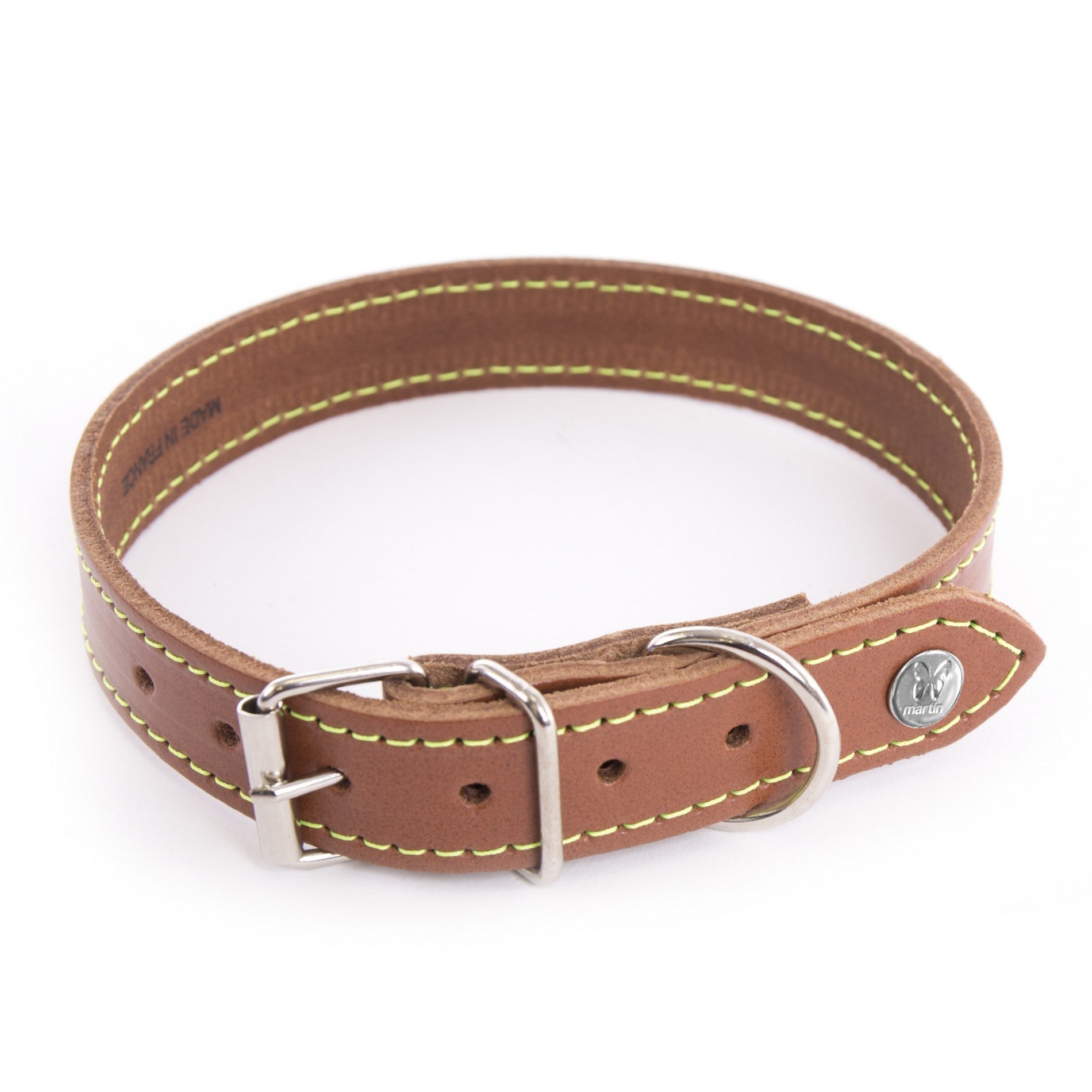 Collier en cuir Flash – Marron cognac &amp; jaune
