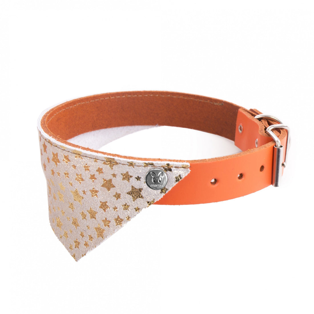 Collier en cuir Miami Dog – Orange &amp; doré