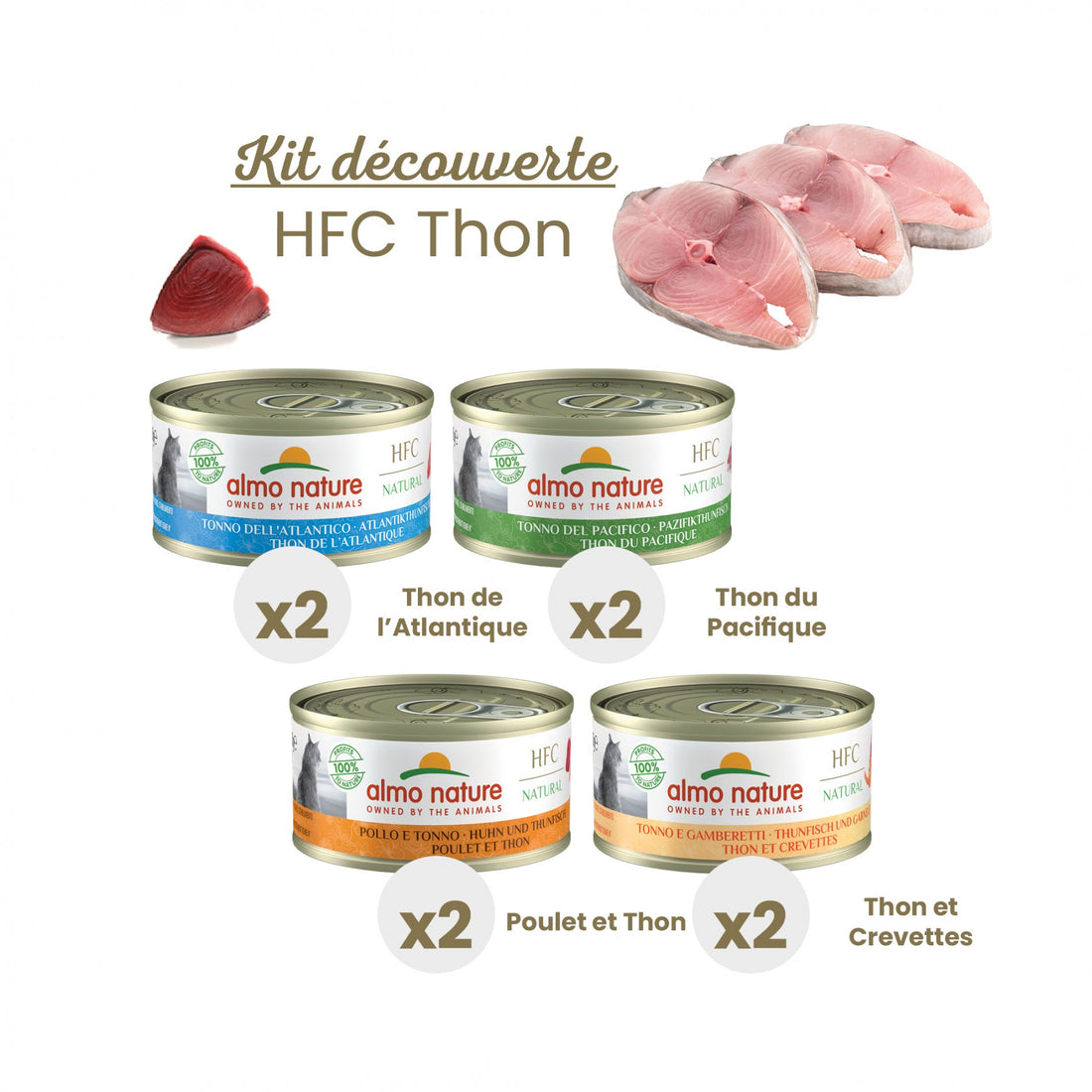 Almo Nature Pâtées Chat Adulte - HFC Natural Multipack Thon - 8 x 70 g