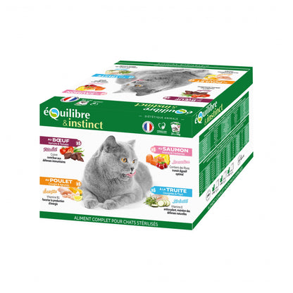 EQUILIBRE &amp; INSTINCT Adulte Stérilisé Effilés Multipack - Lot 24 x 85 g