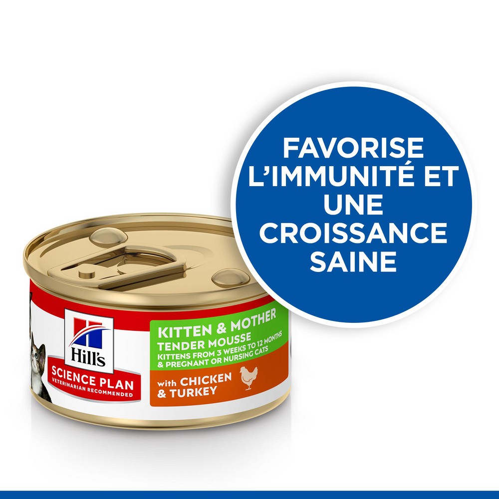HILL’S Science Plan Kitten &amp; Mother en mousse au poulet et à la dinde – Pâtée pour chatte &amp; chaton