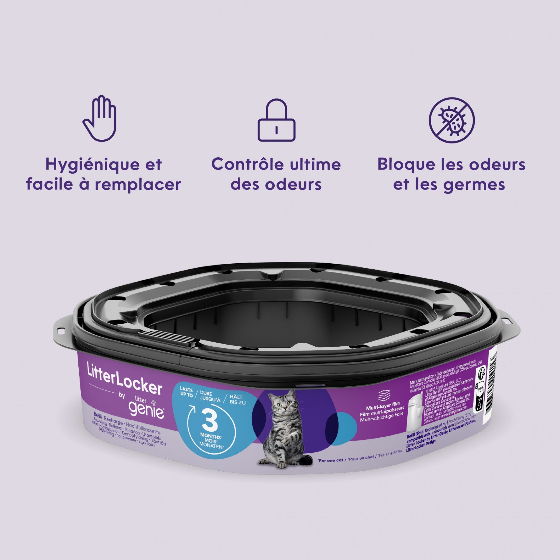 Recharge octogonale pour poubelle Litter Locker Fashion &amp; Litter Genie