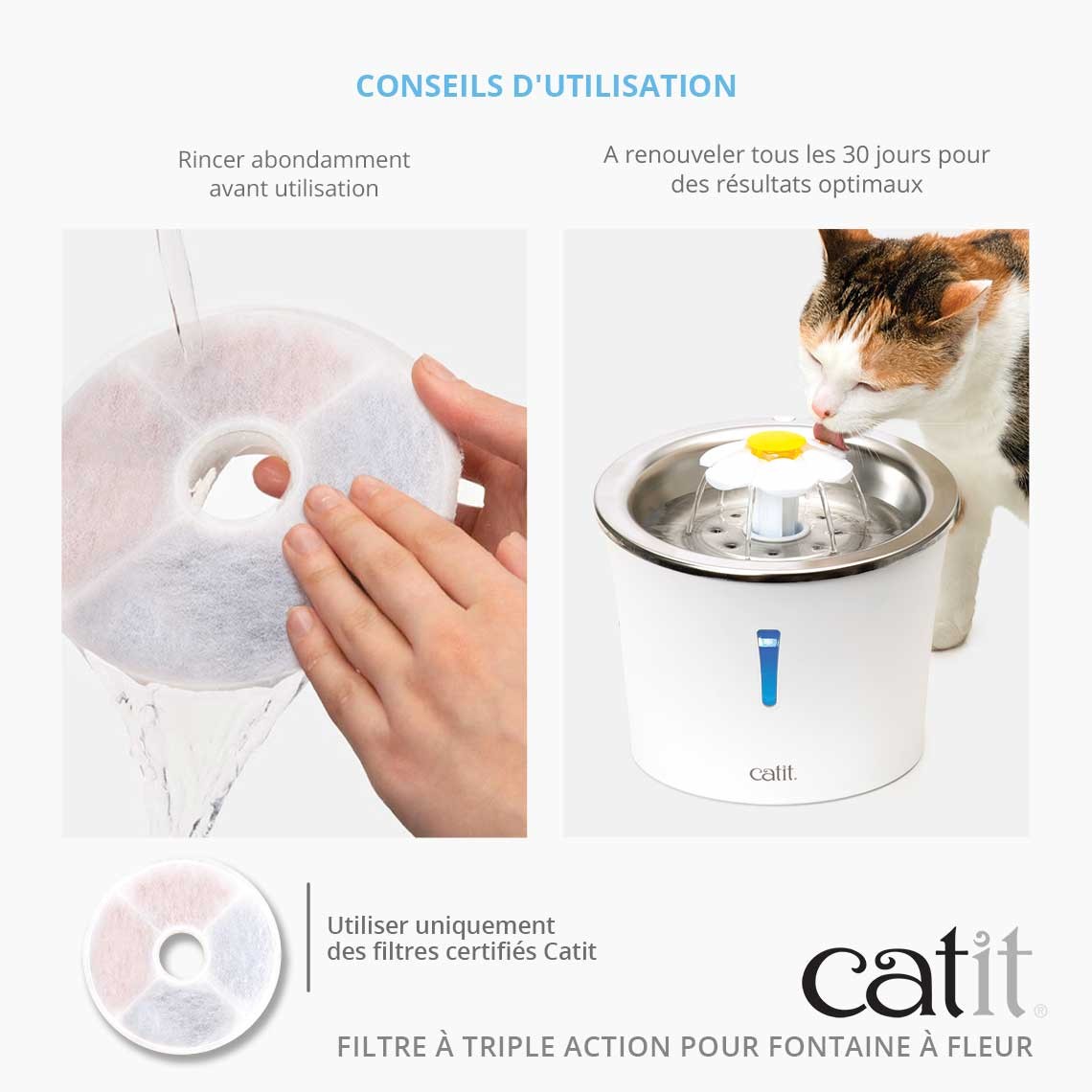 Filtres Triple Action pour fontaines Flower 3L