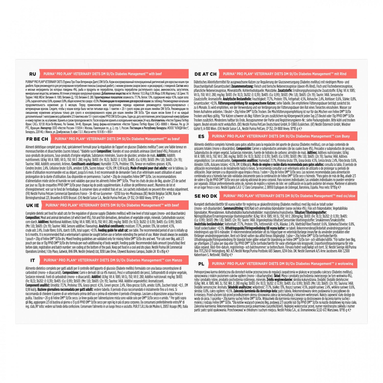 Pro Plan Veterinary Diets DM St/Ox Diabetes Management – Pâtées en bouchées pour chat