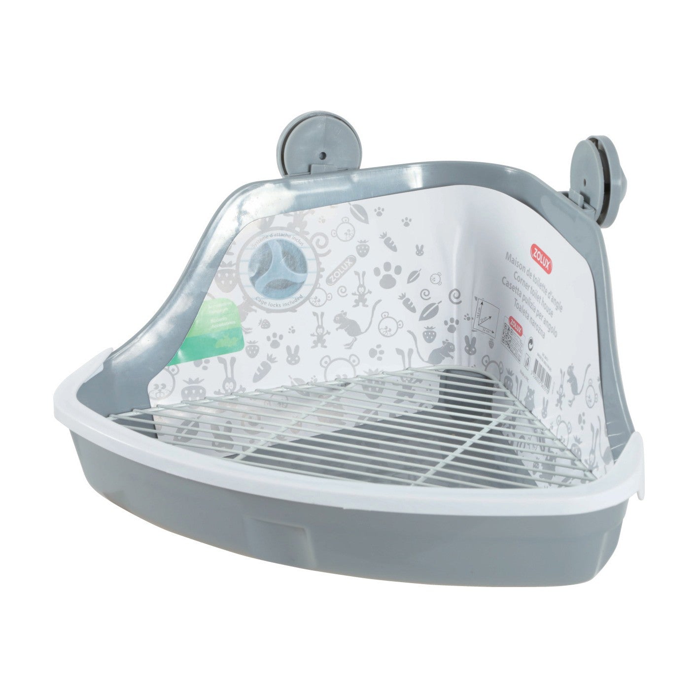 Bac à litière d’angle avec grille Neo