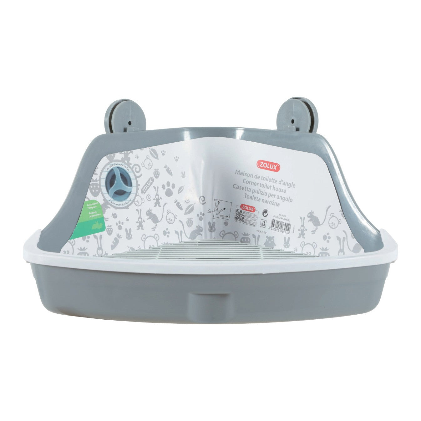 Bac à litière d’angle avec grille Neo
