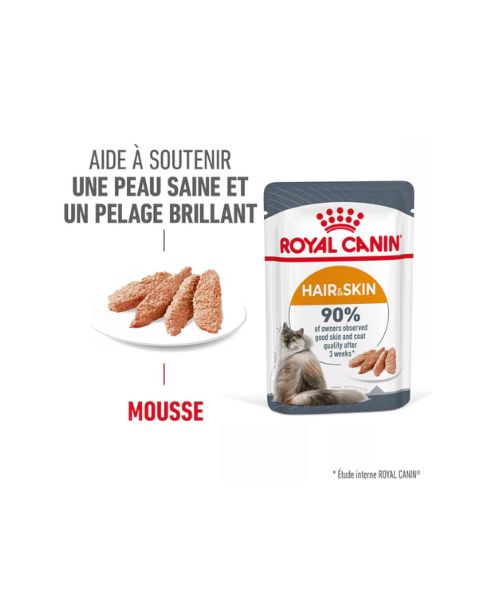 ROYAL CANIN Hair &amp; Skin Care en Mousse – Pâtée pour chat