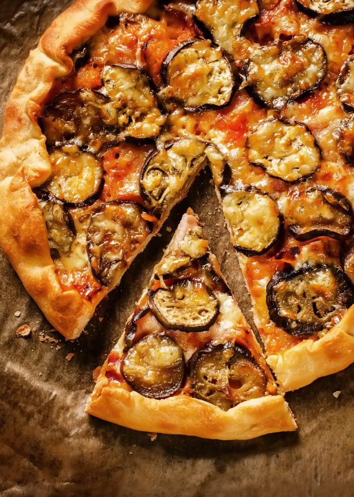 Aubergine and Caramelised Onion Cracker Pizza