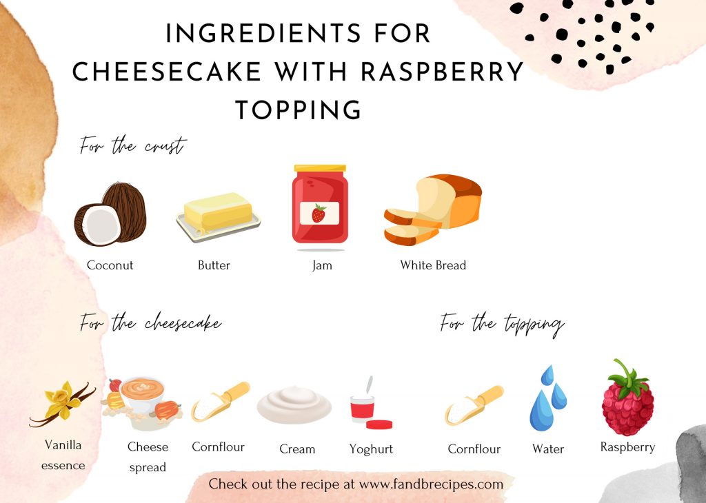 Ingredients for Cheesecake with Raspberry Topping