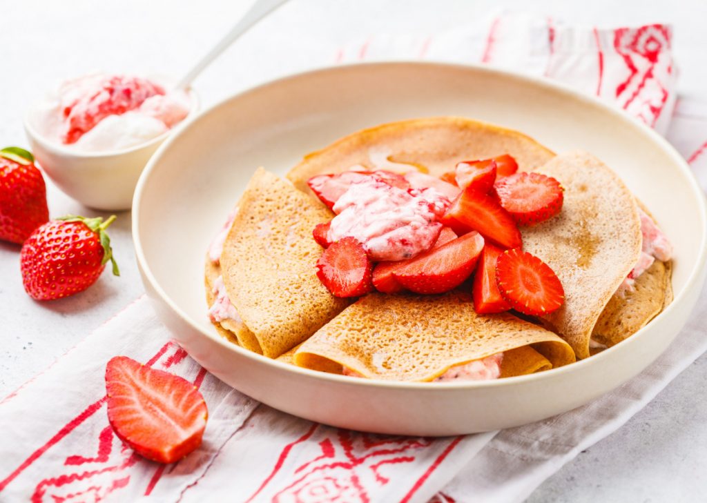 Strawberry Crepes Flambé