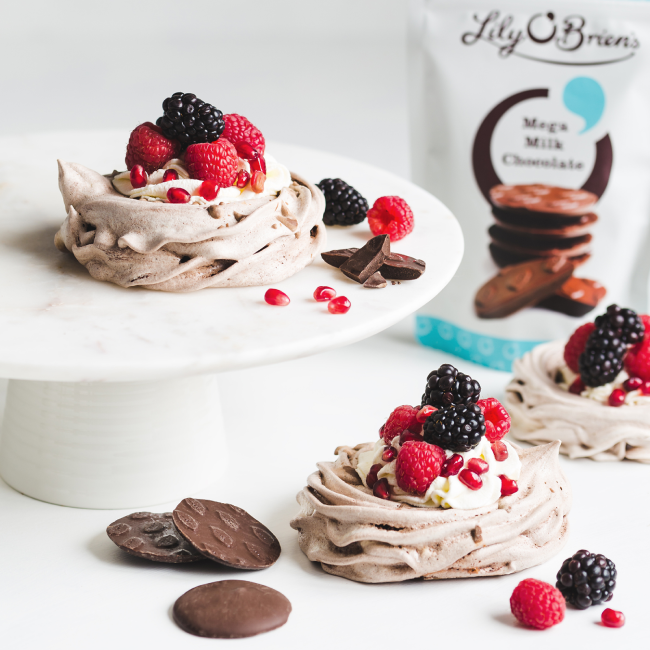 Mini Chocolate and Berry Pavlovas